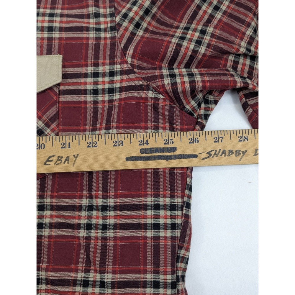 Vintage Wrangler Shirt Mens 2X Red Plaid Tan Brushpopper Pearl Snap Western - Picture 8 of 10